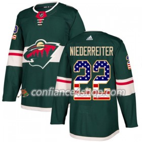 Adidas Maillot de Hockey Minnesota Wild Nino Niederreiter 22 2017-2018 Vert USA Flag Fashion Authentic - Homme